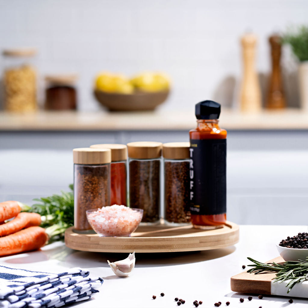 9" Bamboo Lazy Susan Revolution Turnable w/Rim – Rotating Bamboo Organizer Tray for Kitchen, Spices, Table, or Bathroom, Non-Slip, 360° Turnable