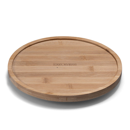 9.75" Bamboo Lazy Susan Revolution Turnable w/Rim – Rotating Bamboo Organizer Tray for Kitchen, Spices, Table, or Bathroom, Non-Slip, 360° Turnable