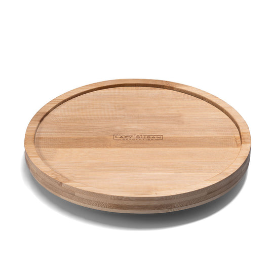 9" Bamboo Lazy Susan Revolution Turnable w/Rim – Rotating Bamboo Organizer Tray for Kitchen, Spices, Table, or Bathroom, Non-Slip, 360° Turnable