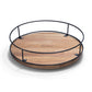 12" Acacia Wood Lazy Susan Revolution Turnable w/Black Wire – Rotating Kitchen Organizer for Table, Pantry, or Cabinet, Rustic Wood Finish, 360° Spin