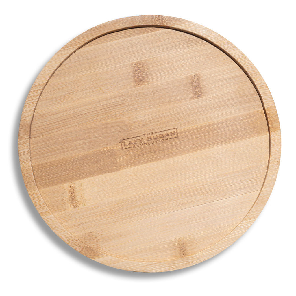 9.75" Bamboo Lazy Susan Revolution Turnable w/Rim – Rotating Bamboo Organizer Tray for Kitchen, Spices, Table, or Bathroom, Non-Slip, 360° Turnable