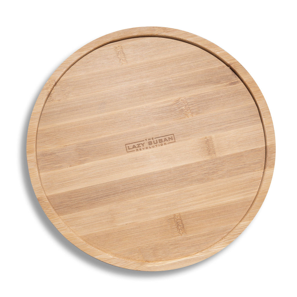 9" Bamboo Lazy Susan Revolution Turnable w/Rim – Rotating Bamboo Organizer Tray for Kitchen, Spices, Table, or Bathroom, Non-Slip, 360° Turnable