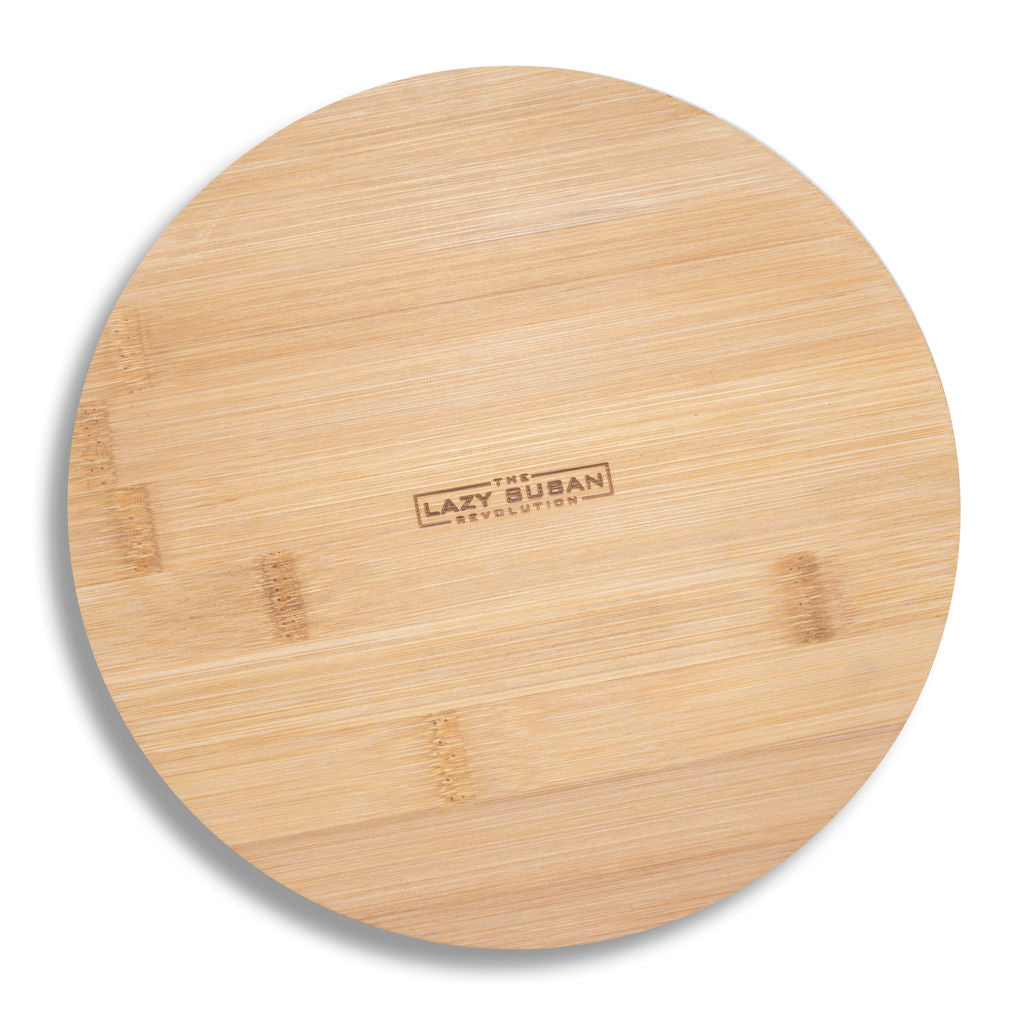 9" Bamboo Lazy Susan Revolution Turnable No Rim - Natural Bamboo Organizer for Spices, Kitchen, Pantry, or Office, 360° Rotation, Eco-Friendly