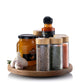 9" Acacia Wood Lazy Susan Revolution Turnable w/Rim – Rotating Tabletop Organizer for Spices, Kitchen, Counter or Pantry, 360° Turnable, Rustic Look