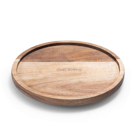 9" Acacia Wood Lazy Susan Revolution Turnable w/Rim – Rotating Tabletop Organizer for Spices, Kitchen, Counter or Pantry, 360° Turnable, Rustic Look